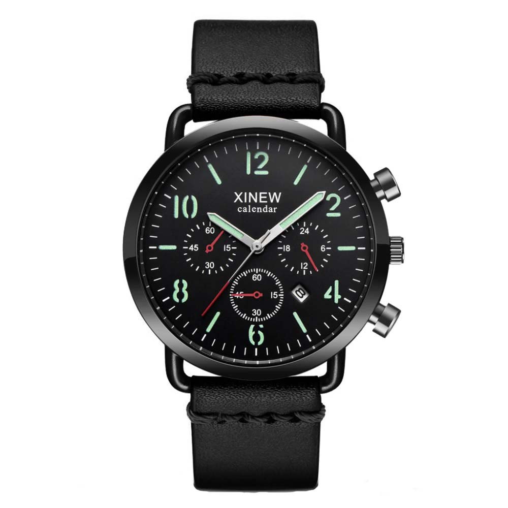 Ceas XINEW Unisex Quartz Negru, PN999580NU, curea din piele, afisaj Analog