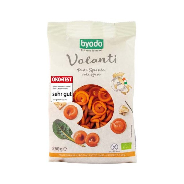Paste Volanti din linte rosie Fara Gluten Bio Byodo 250 g