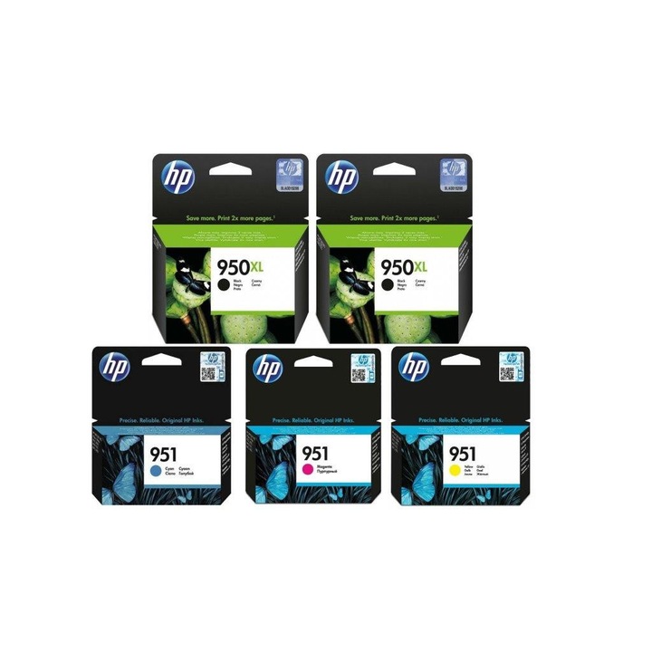 Pachet cartuse cerneala CN045AE (950XL) negru x 2 CN050AE (951) cyan CN051AE (951) magenta CN052AE (951) galben HP original 6700 pagini