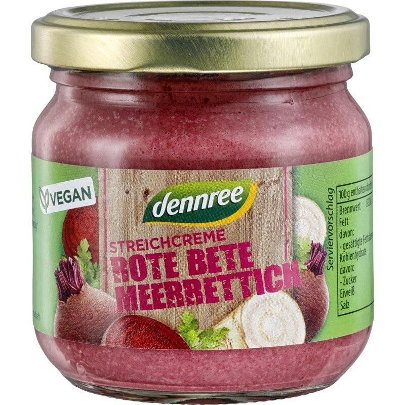 Pate vegetal cu sfecla rosie si hrean Bio Dennree 180 g