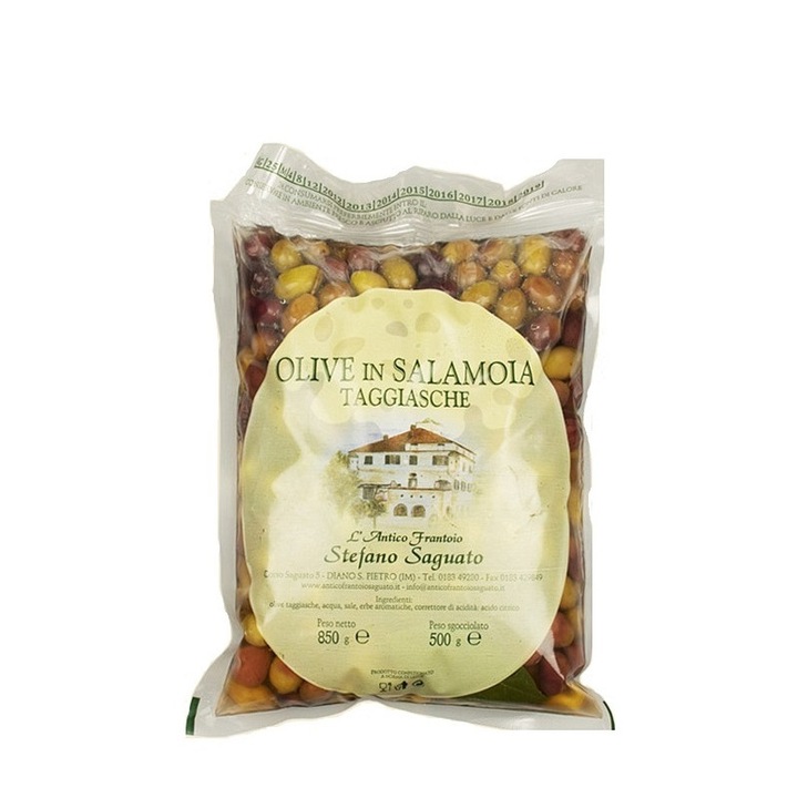 Masline italiene Taggiasche in saramura 850g L'Antico Frantoio Stefano Saguato