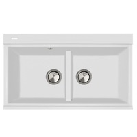 chiuveta bucatarie granit dubla cu 2 cuve cookingaid kinga lx8620 860510235mm alba  polar white cu ventil invizibil si accesorii montaj imagen 34_0_
0