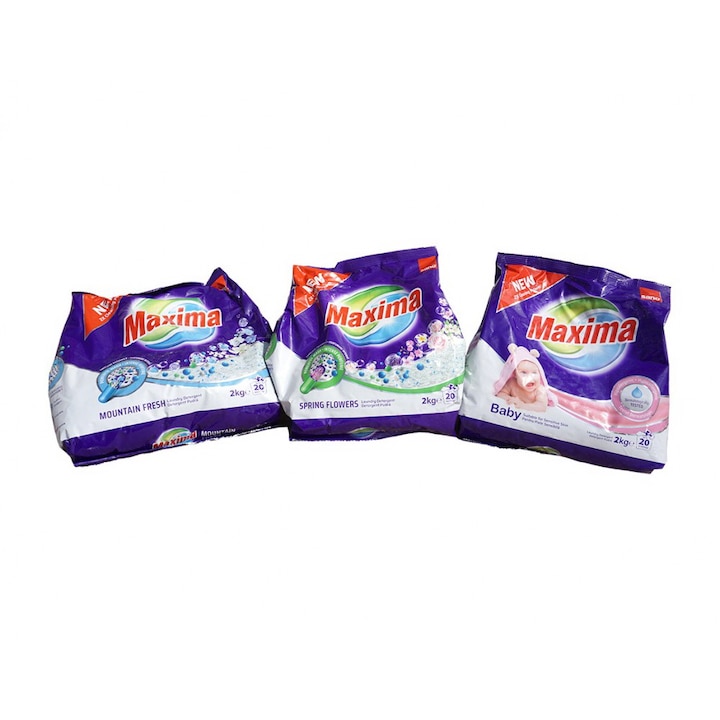 Трио пакет Перилен препарат Sano Maxima Spring Flowers + Sano Maxima Mountain Fresh + Sano Maxima Baby, 3x2 кг, 3x20 пранета