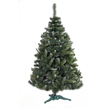 Brad de Craciun, artificial, verde, cu cetina fina si varfuri albe, 150 cm, ace 2D si 3D, voluminos, suport inclus Brad de Craciun, artificial, verde, cu cetina fina si varfuri albe, 150 cm, ace 2D si 3D, voluminos, suport inclus