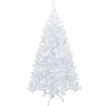 Brad de Craciun artificial, cu ace 2D si 3D, alb, 150 cm, ramuri dense, suport inclus Brad de Craciun artificial, cu ace 2D si 3D, alb, 150 cm, ramuri dense, suport inclus
