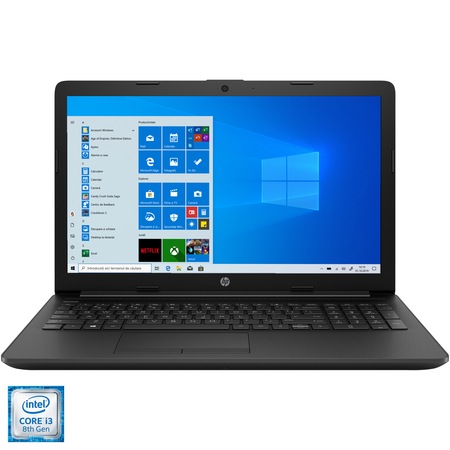 Laptop HP 15-da1012nq cu procesor Intel® Core™ i3-8145U pana la 3.90 GHz, 15.6", Full HD, 4GB, 256GB SSD, Intel UHD Graphics, Windows 10 Home, jet Black