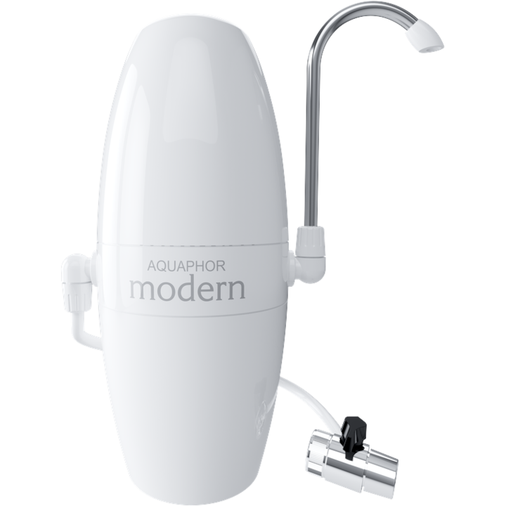 Filtru de apa potabila Aquaphor Modern 2, montare pe chiuveta, capacitate filtrare 4000 l, Alb