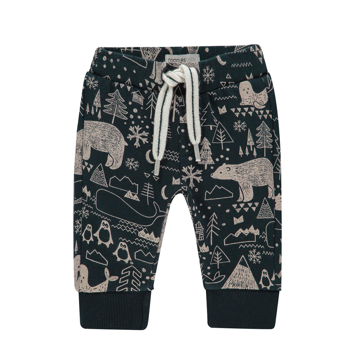 Pantaloni baieti, Noppies, cu imprimeu iarna, Aiken, negri, Negru