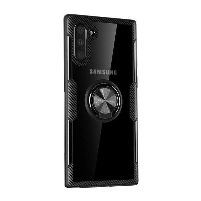 Husa Samsung Galaxy Note 10, Hybrid Antisoc, carcasa cu inel rotativ 360 si Kickstand, Negru