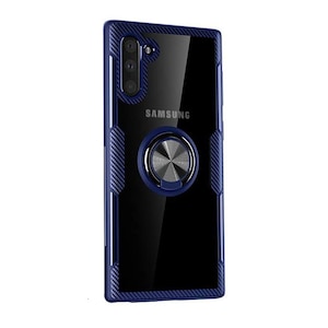Husa pentru Samsung Galaxy Note 10, Hybrid Antisoc, carcasa cu inel rotativ 360 si Kickstand, Blue