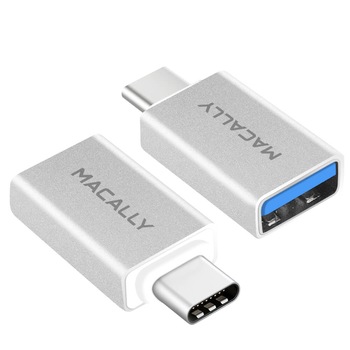 Set adaptor USB-A pentru MacBook si computere cu port USB-C (2 bucati), Macally USB-C to USB Female Mini Adapter Mini Adapter , (argintiu) Set adaptor USB-A pentru MacBook si computere cu port USB-C (2 bucati), Macally USB-C to USB Female Mini Adapter Mini Adapter , (argintiu)