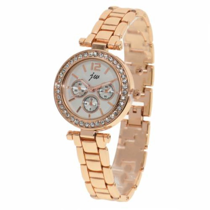 Ceas jw Dama Quartz Casual Elegant Auriu, PN999818GD, curea din metal (zale), afisaj Analog