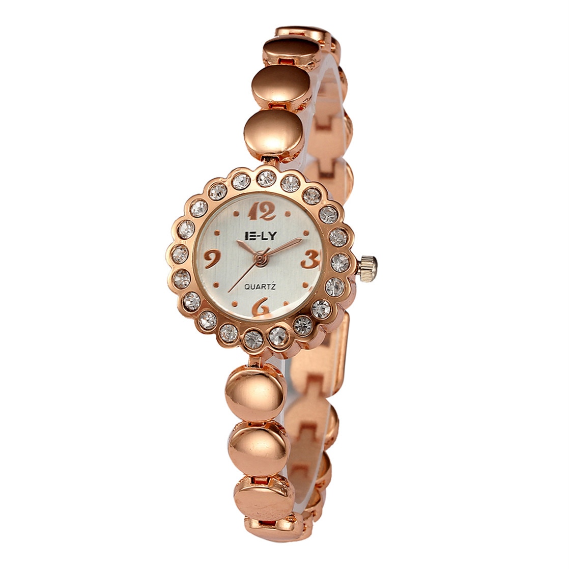 Ceas E-LY Dama Quartz Casual Elegant Alb, PN999354AB, curea din metal (zale), afisaj Analog