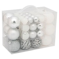 Set globuri pentru Craciun, argintiu, 50 buc