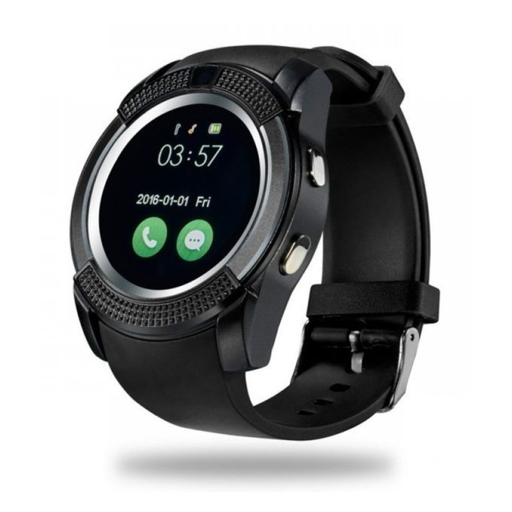 Смарт часовник Smart watch MADARU V8 с bluetooth, камера и SIM карта, Черен