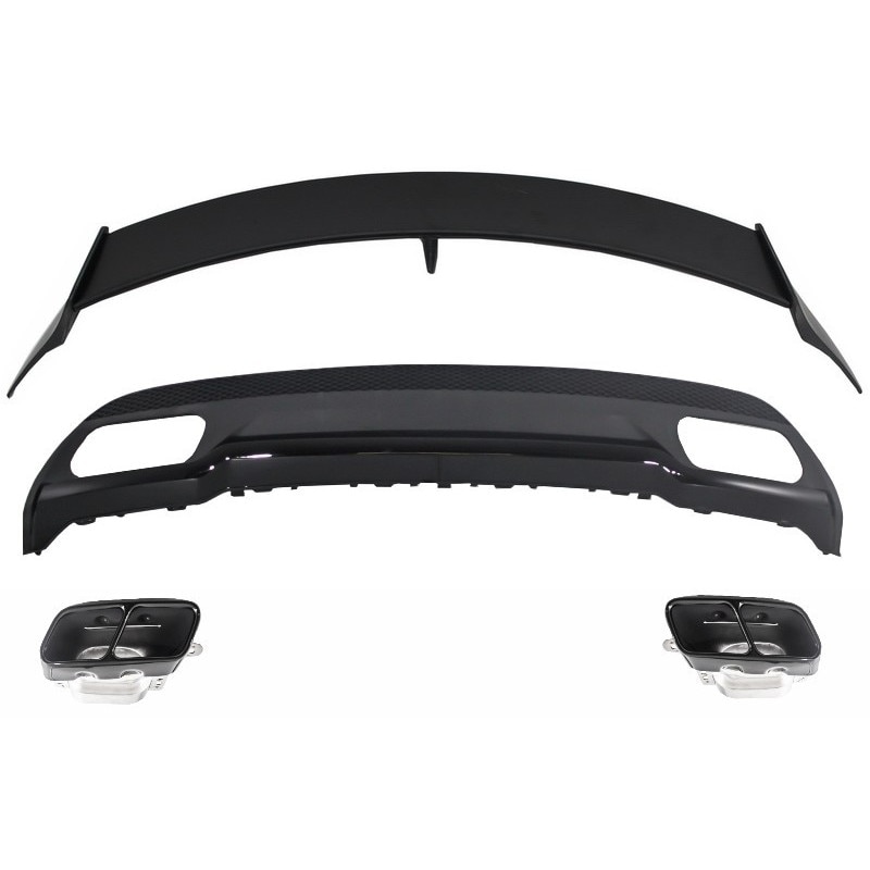 Difuzor Bara Spate cu Eleron Portbagaj compatibil cu MERCEDES W176 A-Class (2012+) B-Design Black