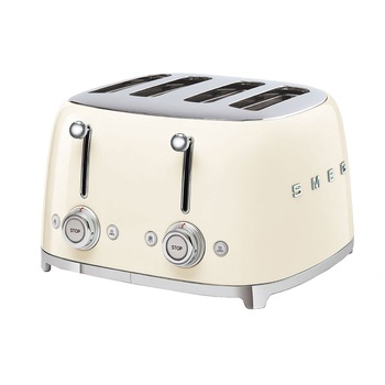 Prajitor de paine Smeg TSF03CREU, 2000 W, 4 felii, 6 niveluri pentru rumenire, Crem Prajitor de paine Smeg TSF03CREU, 2000 W, 4 felii, 6 niveluri pentru rumenire, Crem