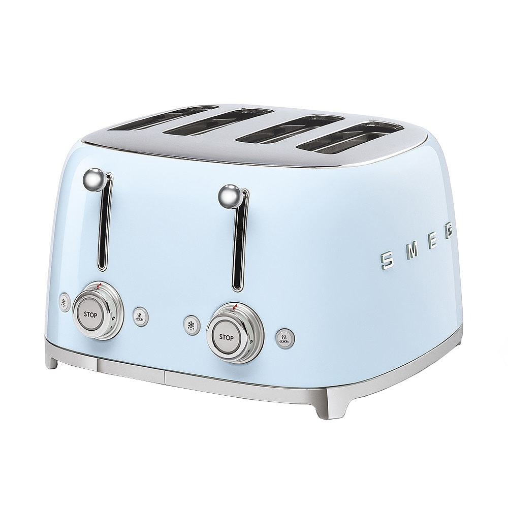 Prajitor de paine Smeg TSF03PBEU, 2000 W, 4 felii, 6 niveluri pentru rumenire, Bleu