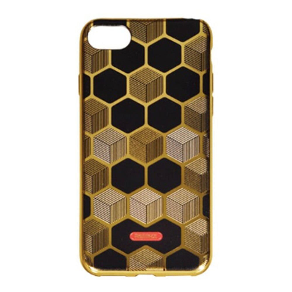Husa Remax Biphase pentru Apple iPhone 8, Electroplated 3D Design, Cube, Gold