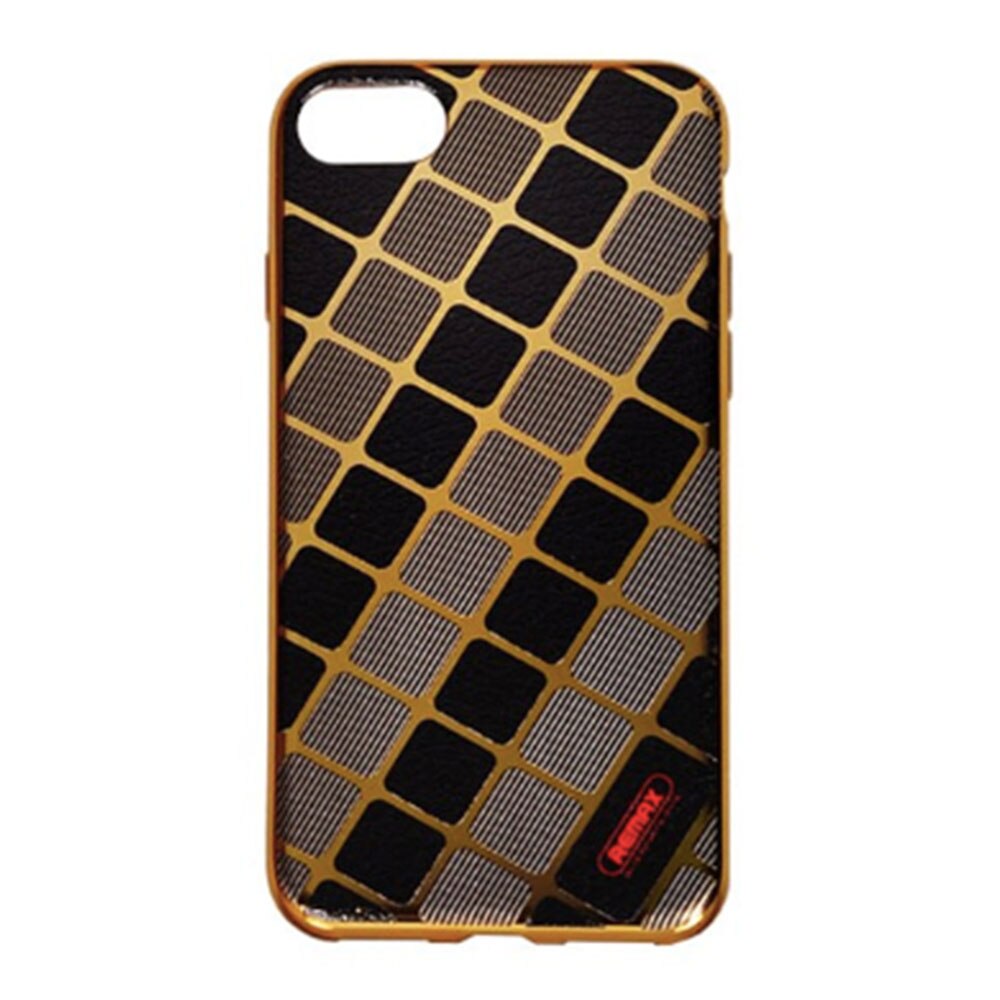 Husa Remax Biphase pentru Apple iPhone 7 Plus, Electroplated 3D Design, Square, Gold