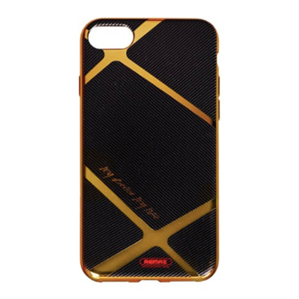 Husa Remax Biphase pentru Apple iPhone 7 Plus, Electroplated 3D Design, Lines, Gold