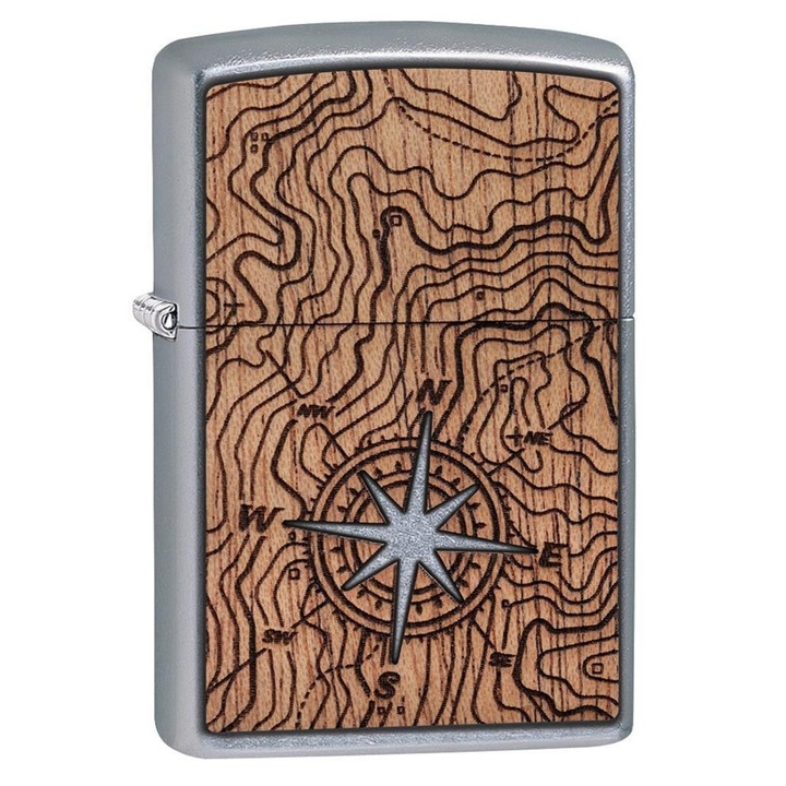 Bricheta Zippo 49055 Woodchuck USA, Mahogany Emblem-Compass Design