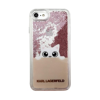 Husa iPhone 7 / 8 Karl Lagerfeld PEEK A BOO Liquid Glitter Rose Gold Husa iPhone 7 / 8 Karl Lagerfeld PEEK A BOO Liquid Glitter Rose Gold