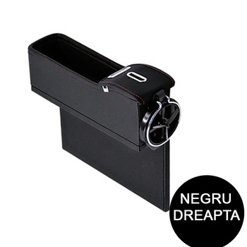 Cutie Organizatoare Scaun Auto din Piele, Neagra, Depozitare Obiecte, Dreapta Cutie Organizatoare Scaun Auto din Piele, Neagra, Depozitare Obiecte, Dreapta