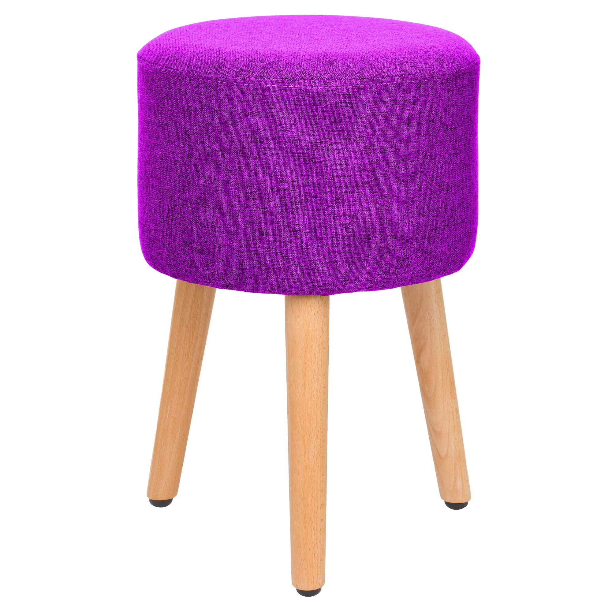 Taburet QMOBILI Sari Violet, stofa, 3 picioare lemn fag