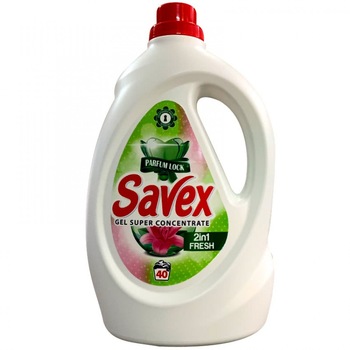 Detergent lichid rufe Savex Parfum Lock 2 in 1 Fresh, 2.2 L, 40 spalari, gel superconcentrat Detergent lichid rufe Savex Parfum Lock 2 in 1 Fresh, 2.2 L, 40 spalari, gel superconcentrat