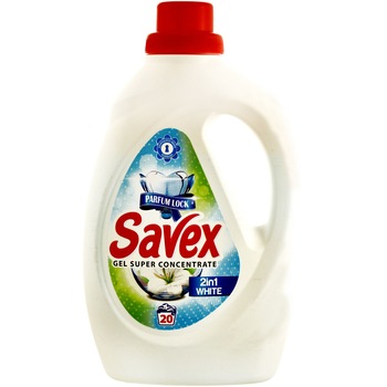 Detergent lichid rufe Savex Parfum Lock 2 in 1 White, 1.1 L, 20 spalari, gel superconcentrat Detergent lichid rufe Savex Parfum Lock 2 in 1 White, 1.1 L, 20 spalari, gel superconcentrat