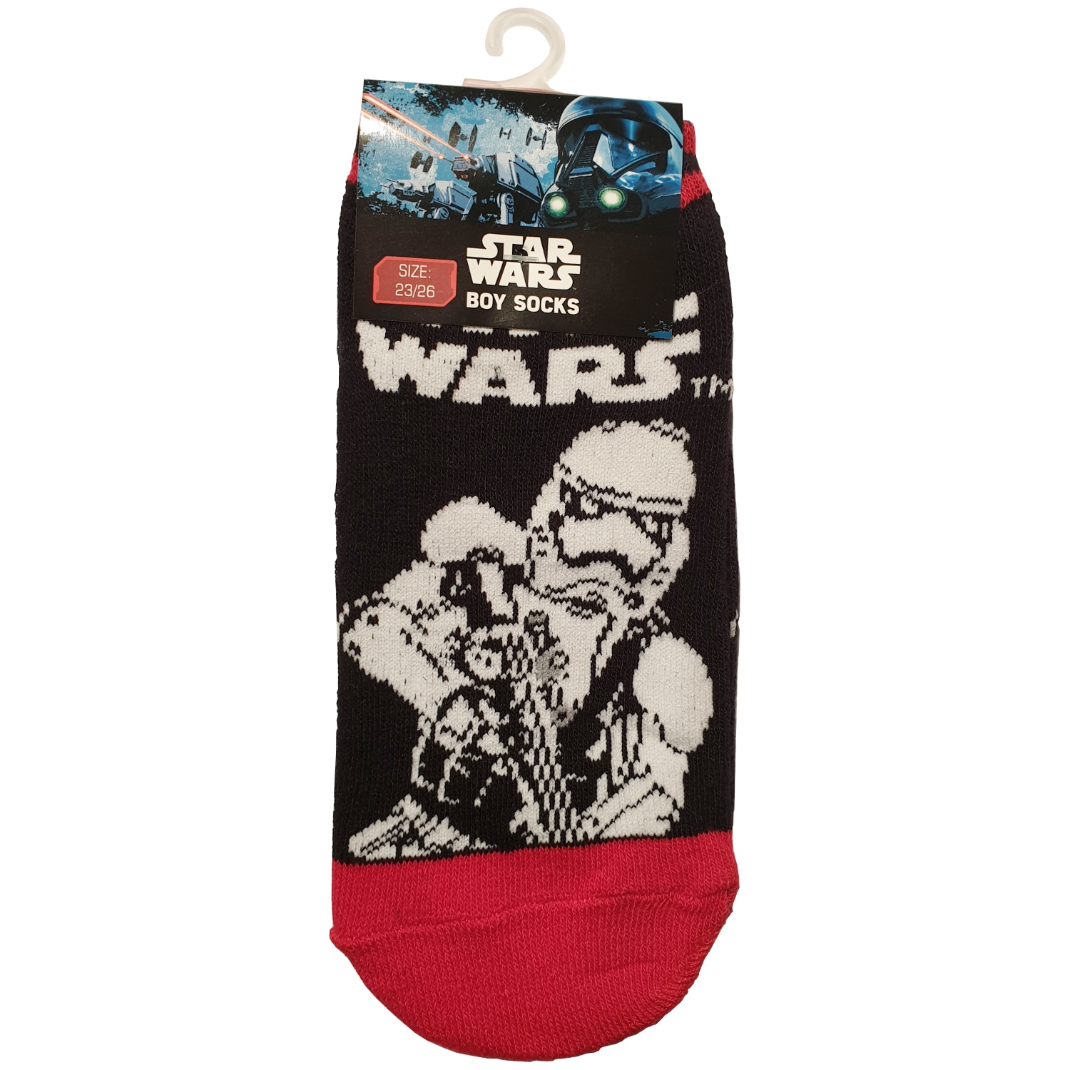 Sosete copii, Star Wars, SW004, Negru/Rosu