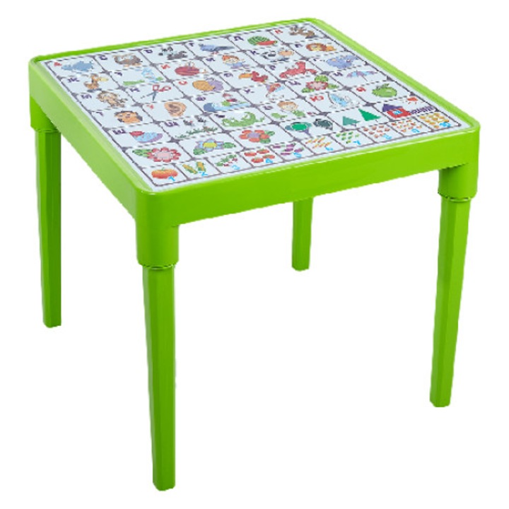 Gyermekasztal, Bolgár Ábécé, olíva, Aleana Plast Bulgaria