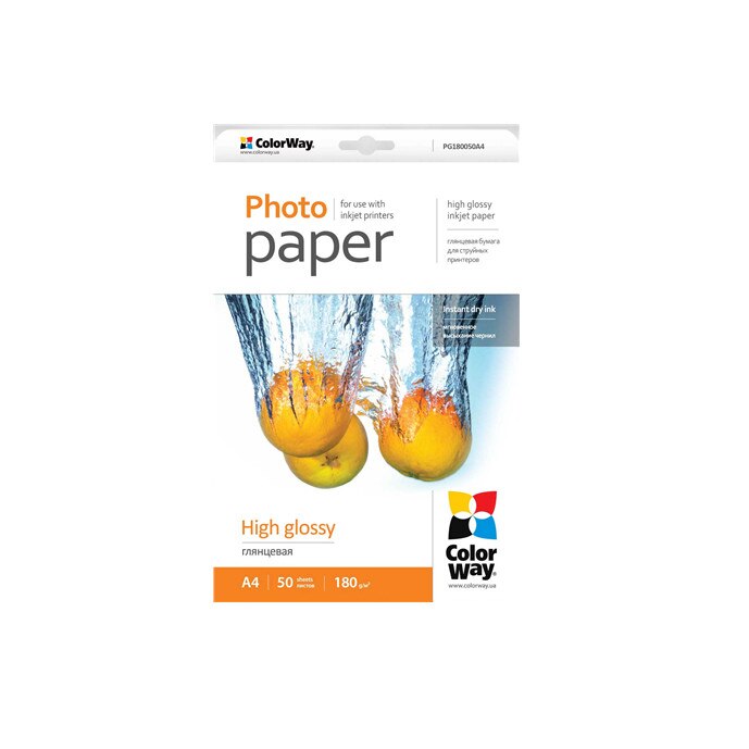 Hartie foto ColorWay PG180050A4, 50 buc, A4