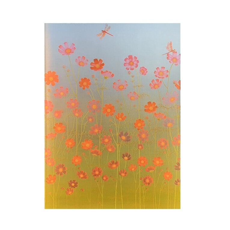 Folie pentru geam decorativa camp flori rosii, 8 m x 0.9 m