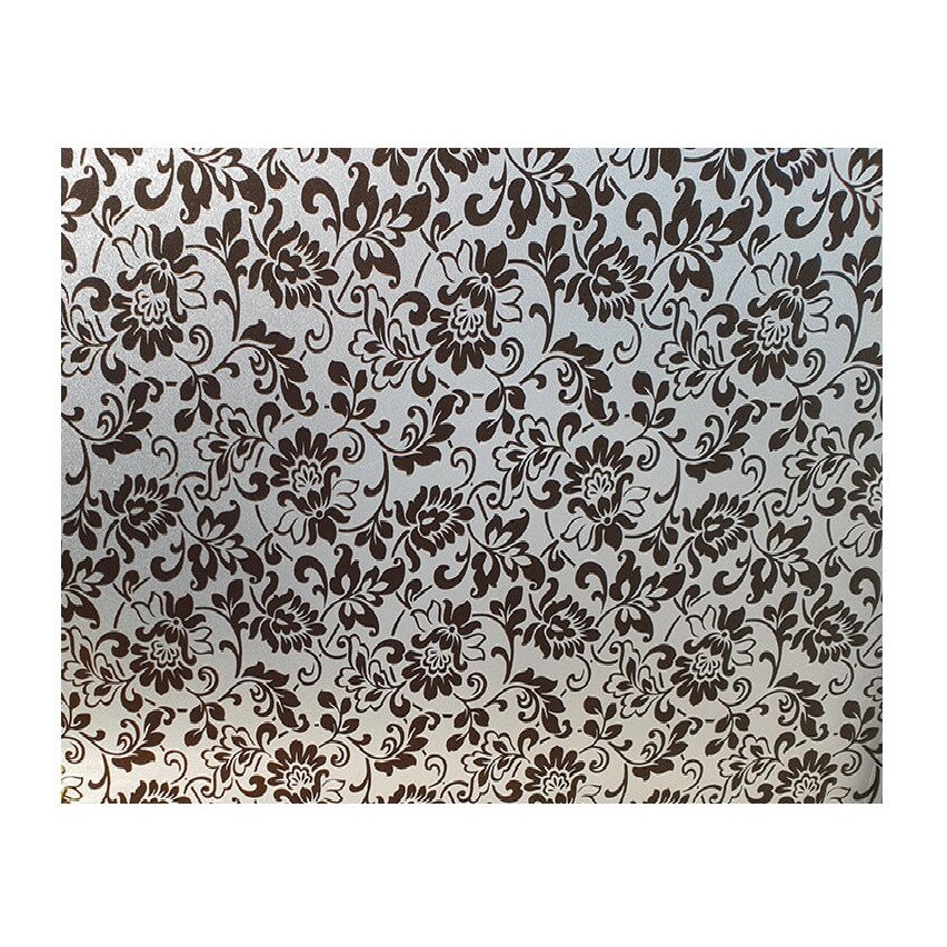 Folie decorativa pentru geam autoadeziva flori si frunze negre, 5 m x 0.9 m