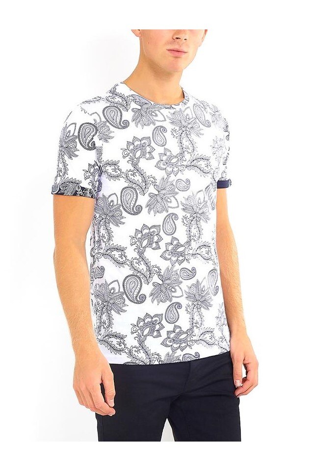 Tricou Barbati Brave Soul cu Imprimeu Abstract Alb M