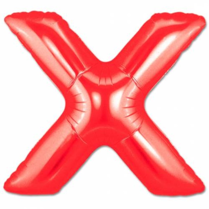 Fólia lufi, X betű, Piros szín, 41cm, 1 db