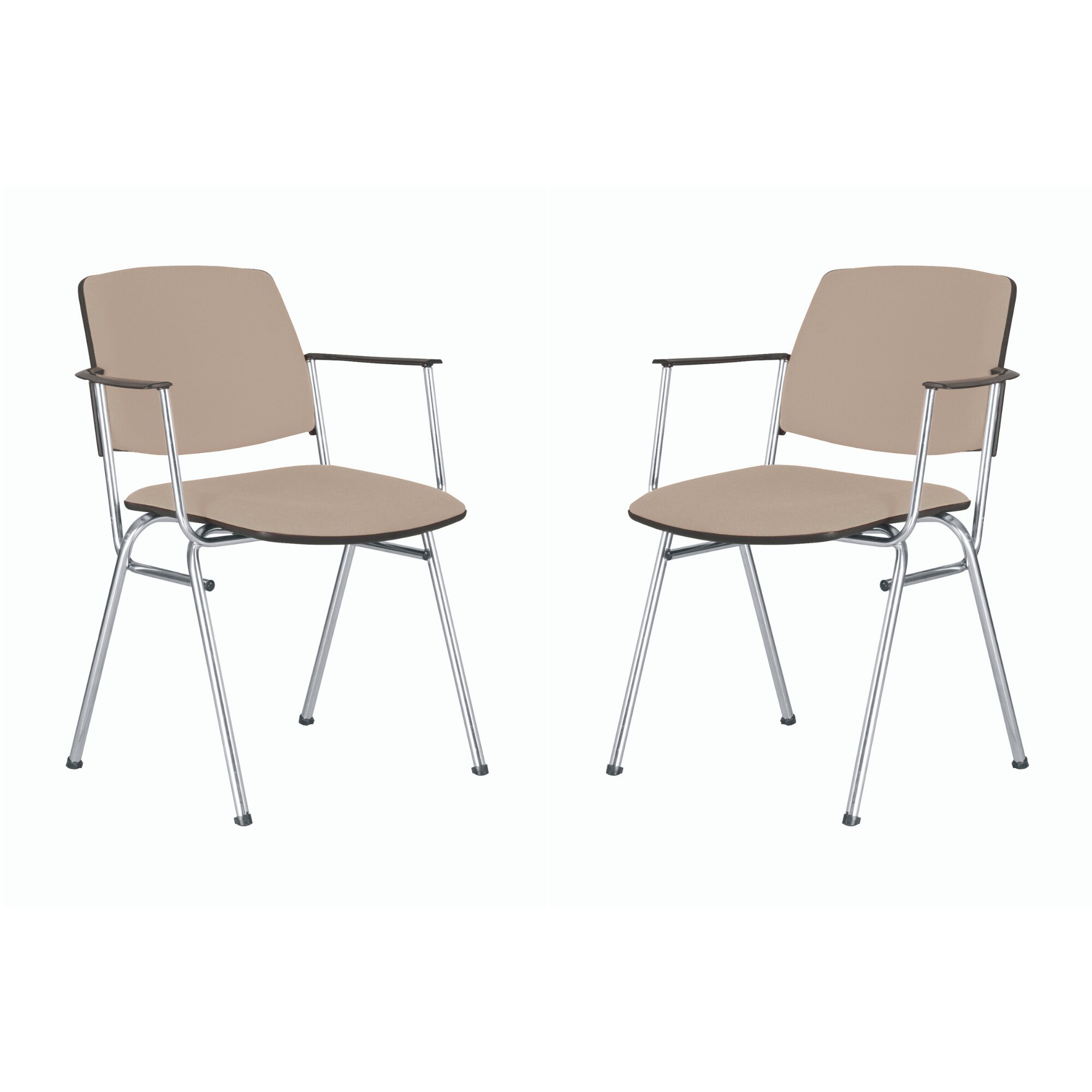 Set 2 scaune vizitator ISIT ARM CHROME, Crem stofa fiji