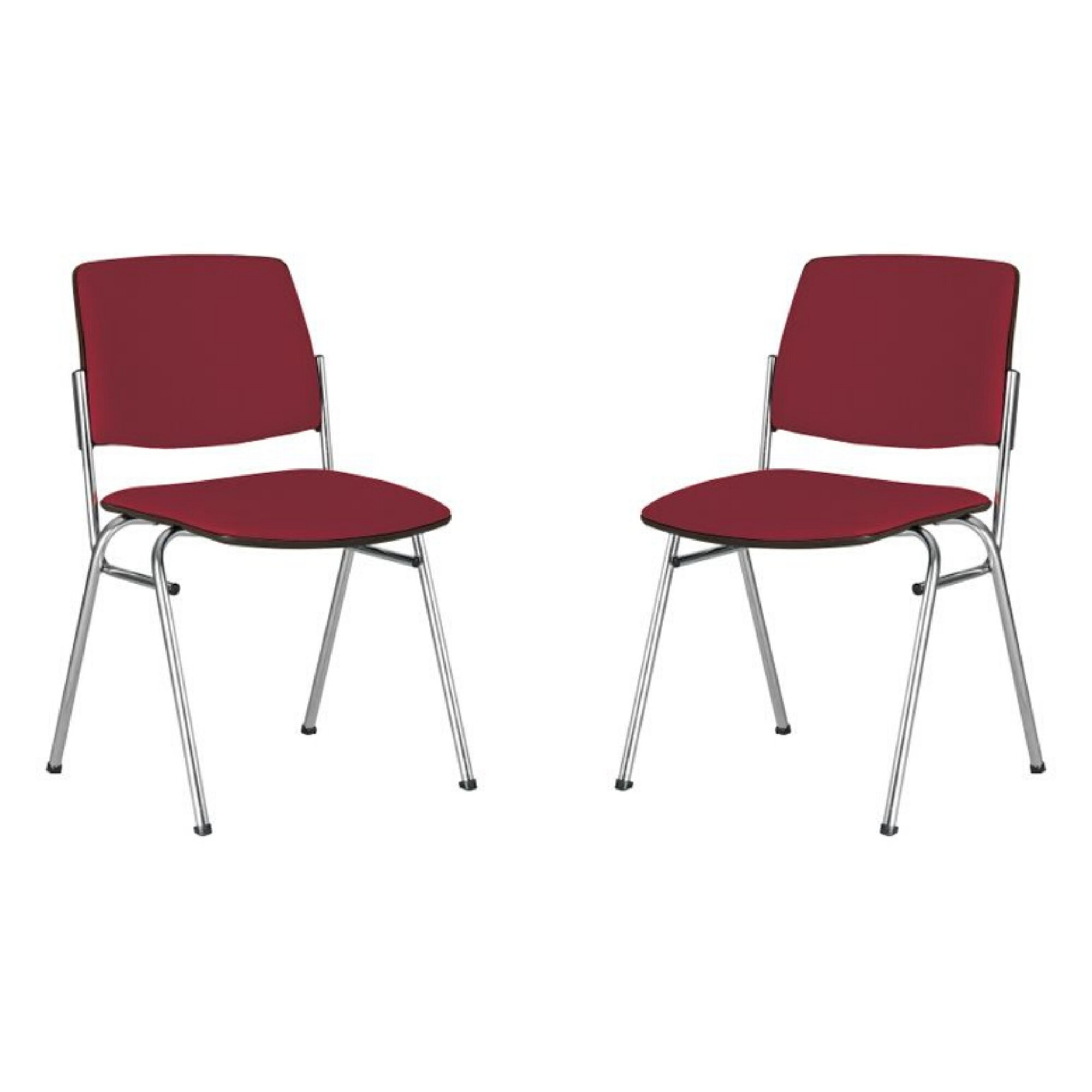 Set 2 scaune vizitator ISIT CHROME, Bordo stofa lusso