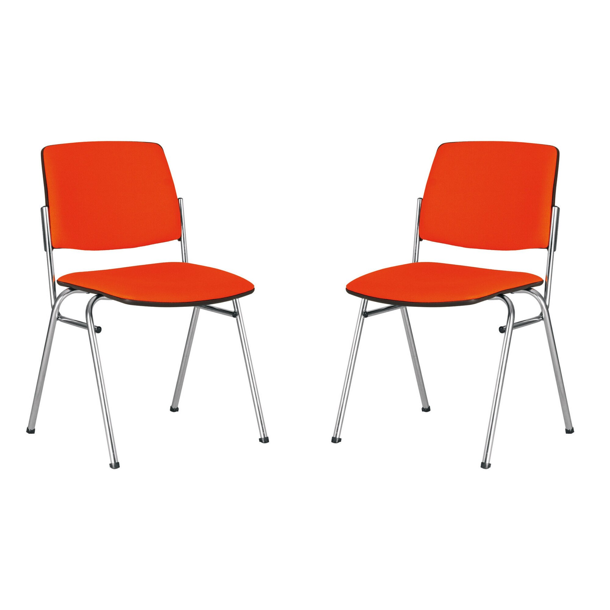 Set 2 scaune vizitator ISIT CHROME, Rosu stofa fiji