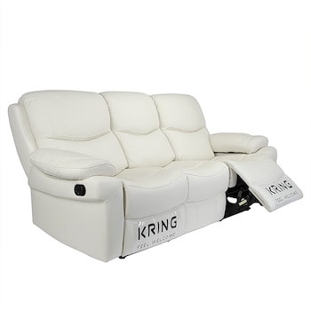 Canapea Kring Royal, 2 reclinere si 3 trepte de confort, piele naturala, Alb, 220 x 98 x 100 cm Canapea Kring Royal, 2 reclinere si 3 trepte de confort, piele naturala, Alb, 220 x 98 x 100 cm