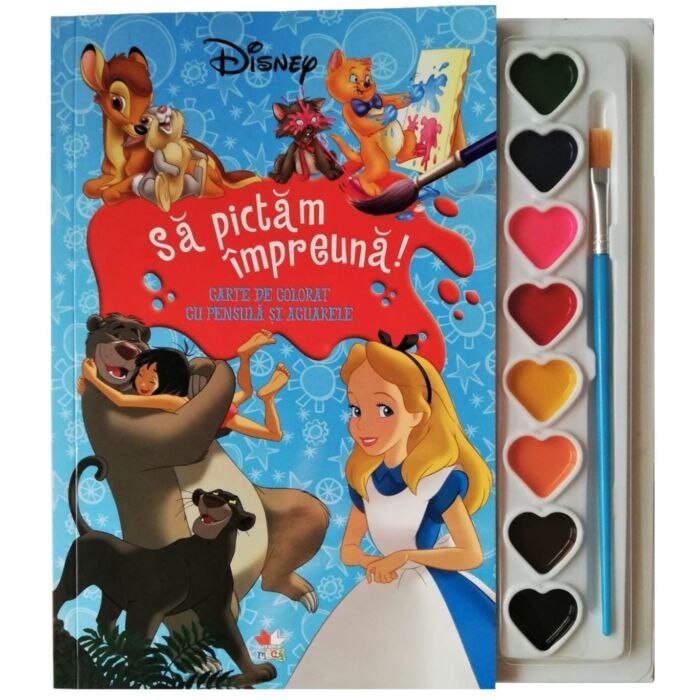 Disney. Sa Pictam Impreuna! Carte de colorat cu pensule si acuarele (format mic)