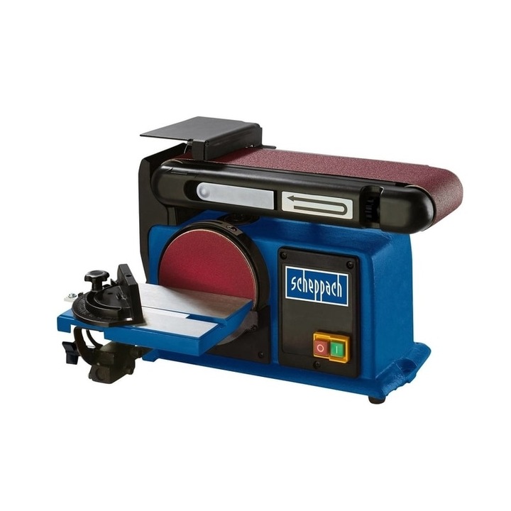Лентова шлайфмашина Scheppach BTS900 5903306901, 370 W, 2850 RPM, 230-240 V, Шлифовъчна лента 915x100 мм, Диаметър на диска 150 мм