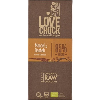 Ciocolata raw vegana cu migdale si baobab, Lovechock, 70g Ciocolata raw vegana cu migdale si baobab, Lovechock, 70g