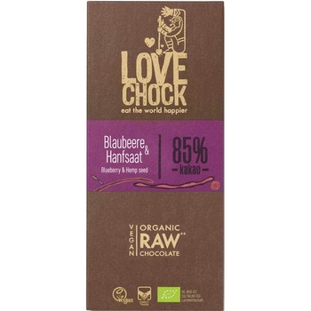 Ciocolata raw vegana cu afine si seminte de canepa eco, Lovechock, 70g Ciocolata raw vegana cu afine si seminte de canepa eco, Lovechock, 70g