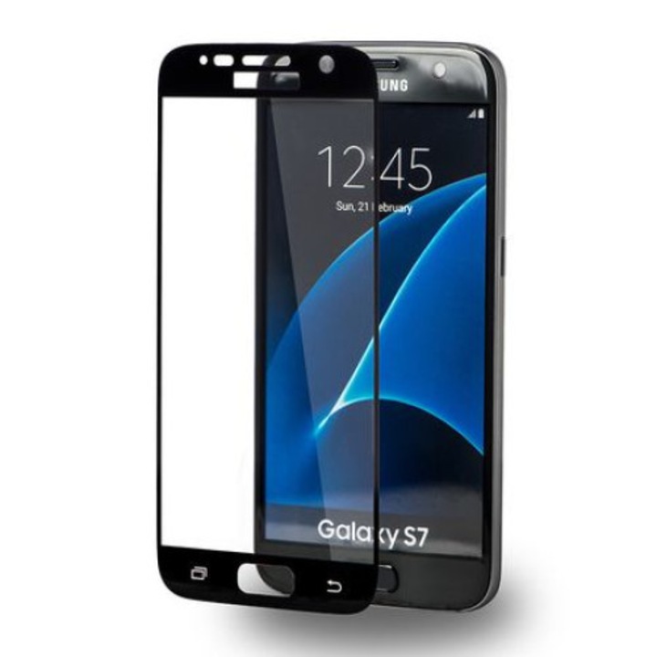 Висококачествено защитно фолио за стъкло 9H за Samsung Galaxy S7, Черно