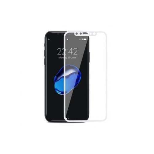 Folie protectie iPhone X / Xs, 3D, rezistenta 9H, sticla securizata, contur alb