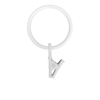 Set de 200 inele D28 mm cu clema pentru perdele, plastic, alb Set de 200 inele D28 mm cu clema pentru perdele, plastic, alb
