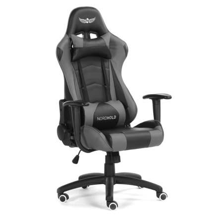 Scaun Gaming Reglabil cu mecanism TILT idealSTORE Racing eSPORT COLLECTION, Asigura pozitia si confortul corect al corpului, Echipat cu cotiere reglabile, perne confortabile, Posibilitatea modificarii unghiului spatarului pana la 180 °, Gri
